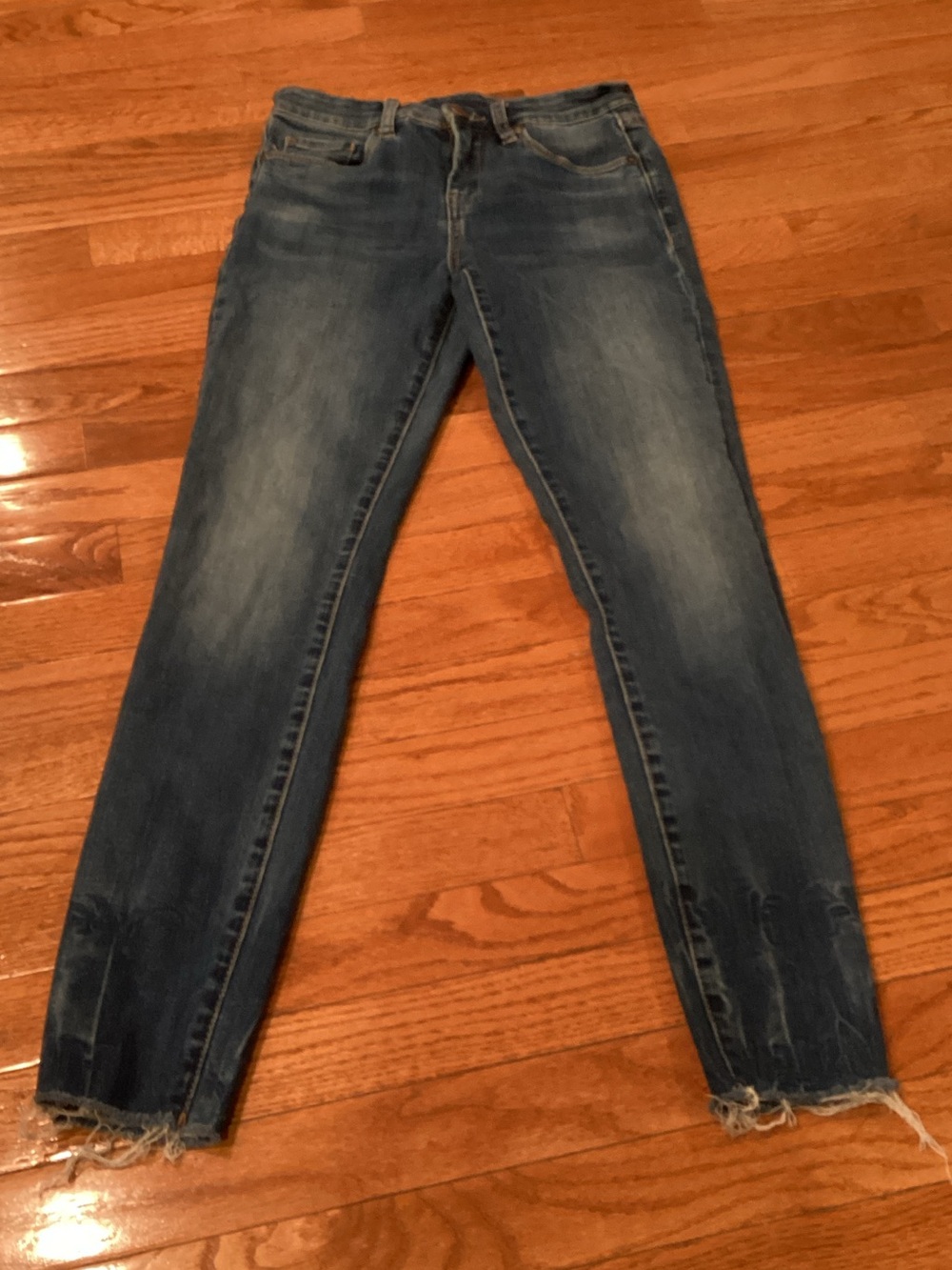 Blank NYC Medium Blue Skinny Jeans with Distressed Hem